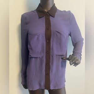 BCBGeneration black detailed sheer purple blouse
